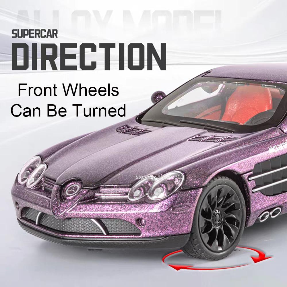 1:24 SLR GTR F1 Sports Car Model Toy Alloy Diecast Shock Absorption Supercar Sound Light Doors Opened Models Kids Christmas Toys