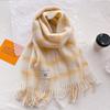 Women's Wool Plaid Scarf Winter Thickened Versatile Shawl Plush Scarf