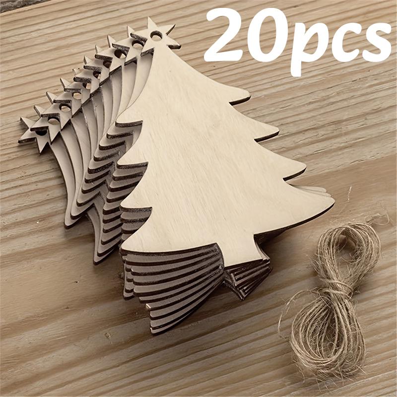10-30PC Christmas Tree Shaped Wooden Pendant Creative Christmas Elk Wooden Ornaments New Year Party Festival Navidad Decor Gift