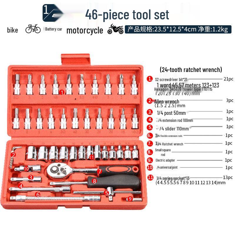 40-Piece Socket Set: Ratchet Wrench & Hex Key for Car/Motorcycle Repair