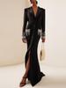 2026 European & American Star Fashion Beaded Rhinestone Lapel Mermaid Evening Gown