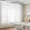 1PC NAPEARL European Style French Luxury Embroidered Sheer Curtain Princess Style White Tulle for Living Room Bedroom and Balcony Window Home Decor
