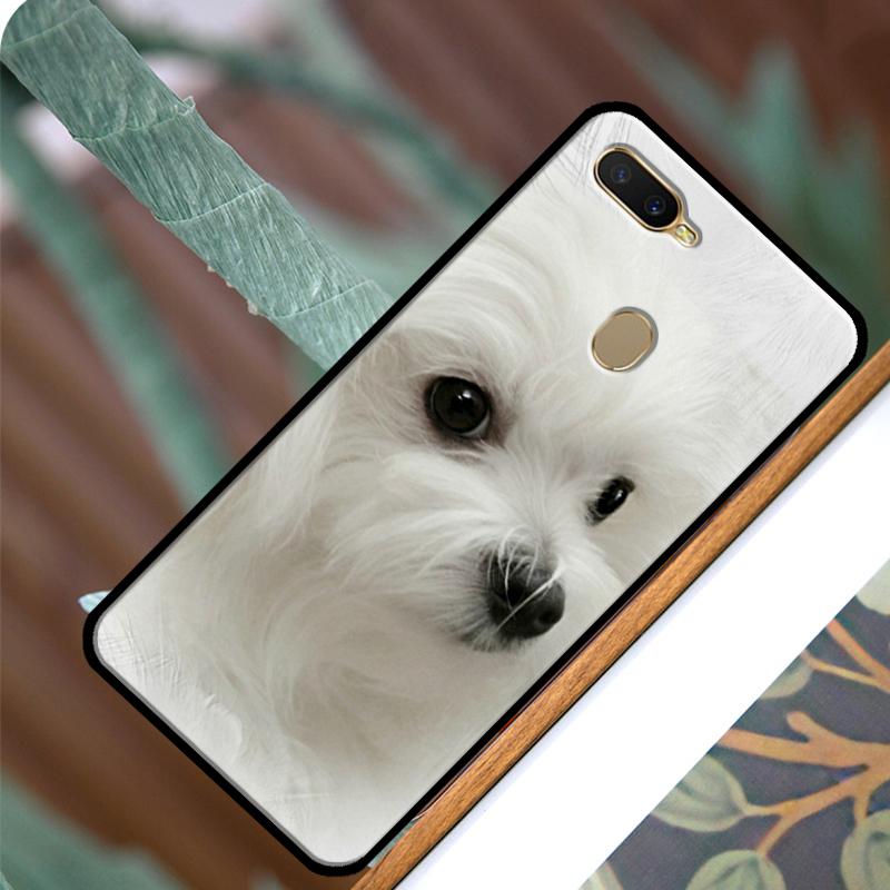 Étui Chien Maltais Dessin Animé Pour OPPO A83 A91 A93 A1K A15 A3S A54 A74 A94 A5 A9 A31 A53 A52 A72 A53S Coque Arrière