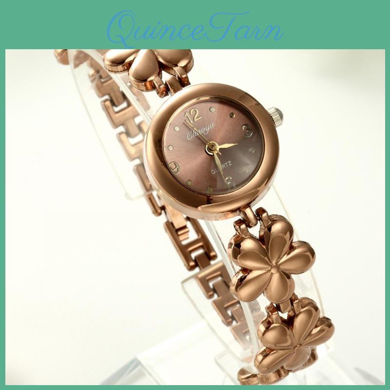 Female Watches Women Quartz New Analog Wristwatch Rose Gold Color Flower Bracelet Watch