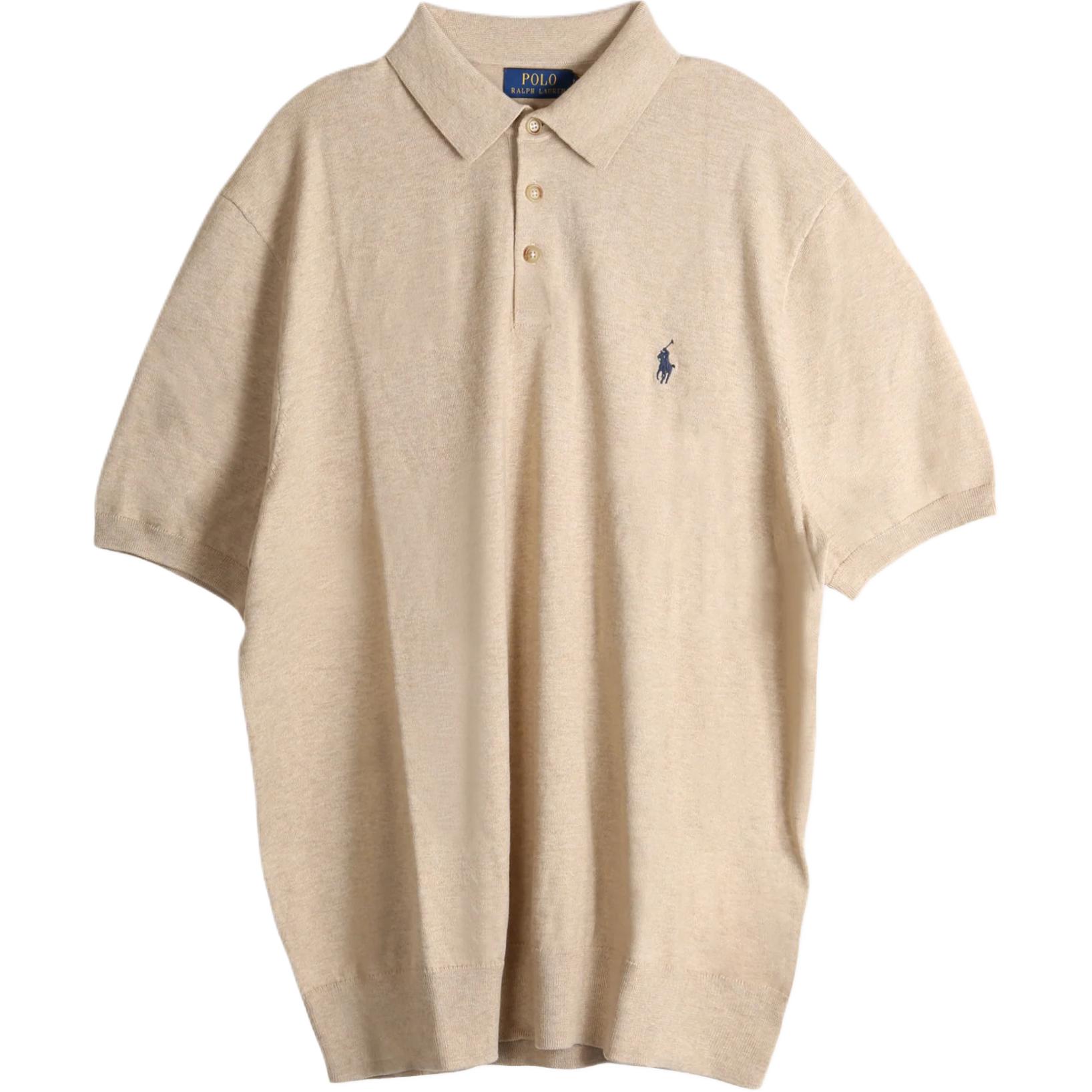 

Polo Ralph Lauren Solid Color Button Short Sleeve Polo Shirt Men tops Beige 710980682-003 L