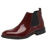 Chelsea Boots pour Hommes Cuir Verni Noir Rouge Boucle Cheville Bout Rond Affaires Classique Fait Main Bottines Courtes pour Hommes Botas De Hombre