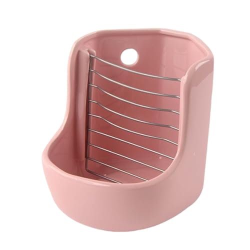 

Asdays Ceramic Hay Pot for Rabbits and Small Animals, Timothy Hay Feeder, Spill-Resistant, Corner-Shaped, and Fixed (Pink)