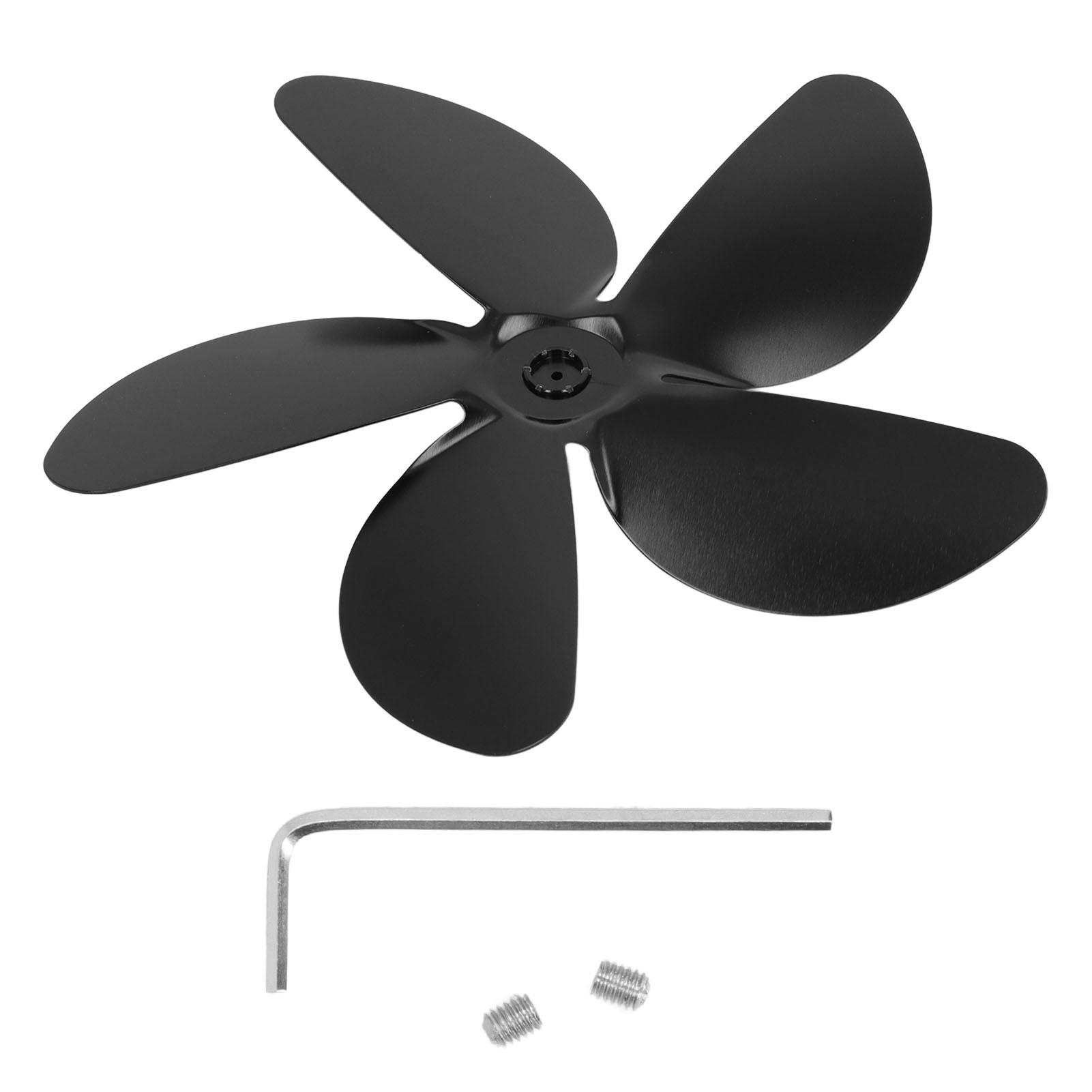 

Лопасть вентилятора для дровяной печи Замена Алюминиевый сплав 5 лопастей Вентилятор для камина для бытового использования Черный