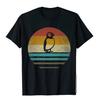 Puffin Pássaro Marinho Pôr do Sol Retrô Vintage Bonito Engraçado Presente Camiseta Top Camisetas Camisa Ajustada Masculina Tops Camisas Rua Algodão