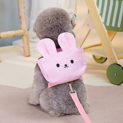 Pet Backpack with Harness Collar Cartoon Dog Training Treat Pouch Snack Reward Bag Outdoor Travel Puppy Backpack with Traction Rope