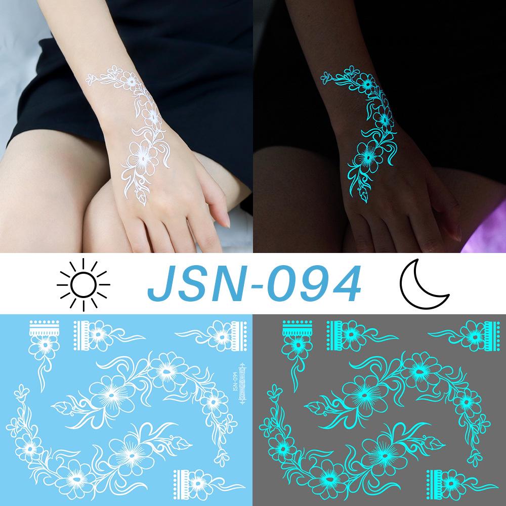 Rikaron Luminous White Henna Mandala & Butterfly Tattoo Stickers - Waterproof. 158x120mm