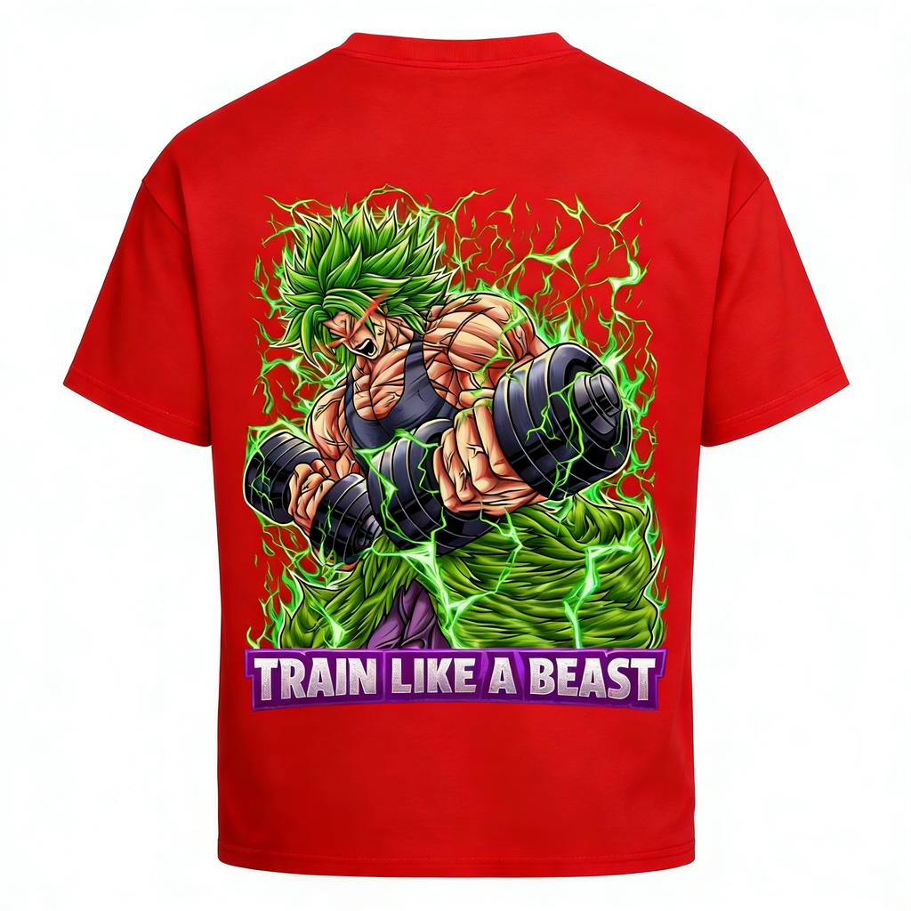 Dragon Ball Gym Sports Casual TRAIN LIKE A BEAST TShirt Unisex 2026 Summer Oversized Broly Graphic Print Outdoor Daily Wear Tee