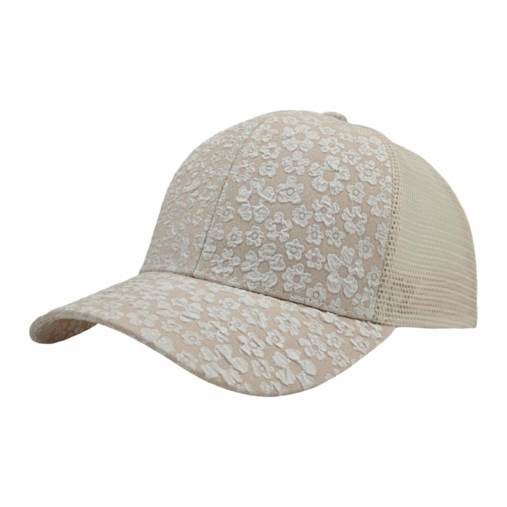 New Breathable Floral Printed Baseball Cap Adjustable Curved Brim Mesh Sun Hat Lace Polyester Snapback Cap Female Use