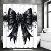 Black Bow Floral Shower Curtain, Bathroom Decorative Shower Curtain, Waterproof Shower Curtain With Hooks