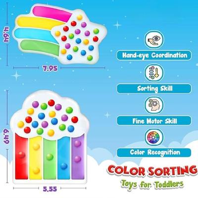 Rainbow Cloud Color Sorting Sensory Squeeze Toy For Kids Creative Play Social Skill Development Educational Tool