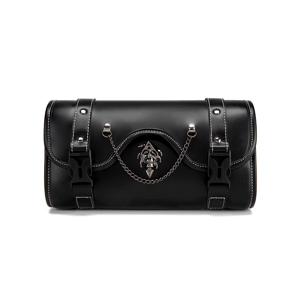 SHELKSBAG 2025 New Universal Motorcycle Saddlebags Bikers Punk Retro Pu Leather Front Fork Tool Daily Storage Hanging Bag