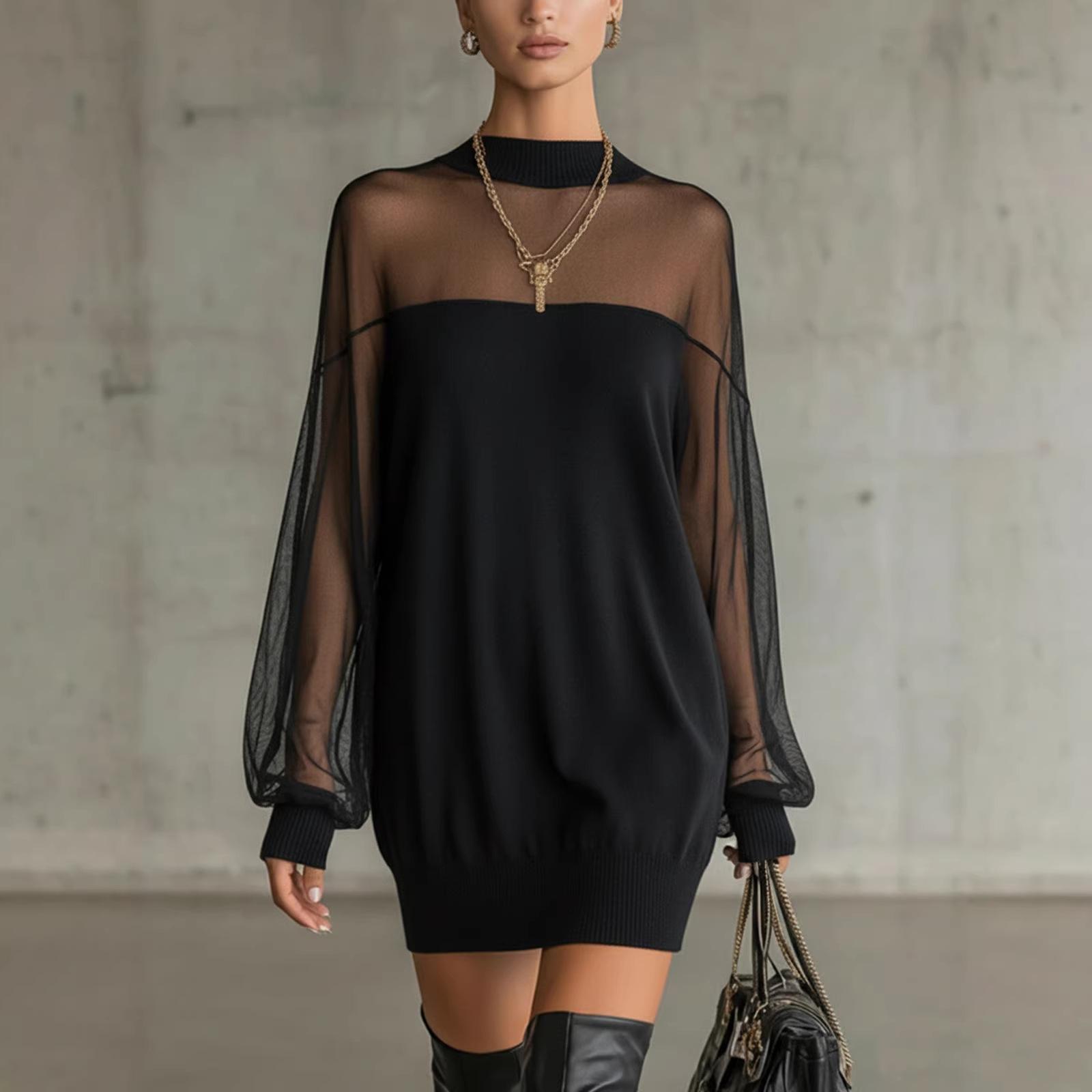 2026 new spring Amazon new women s clothing European and American spring and autumn mesh mini skirt XS чёрный