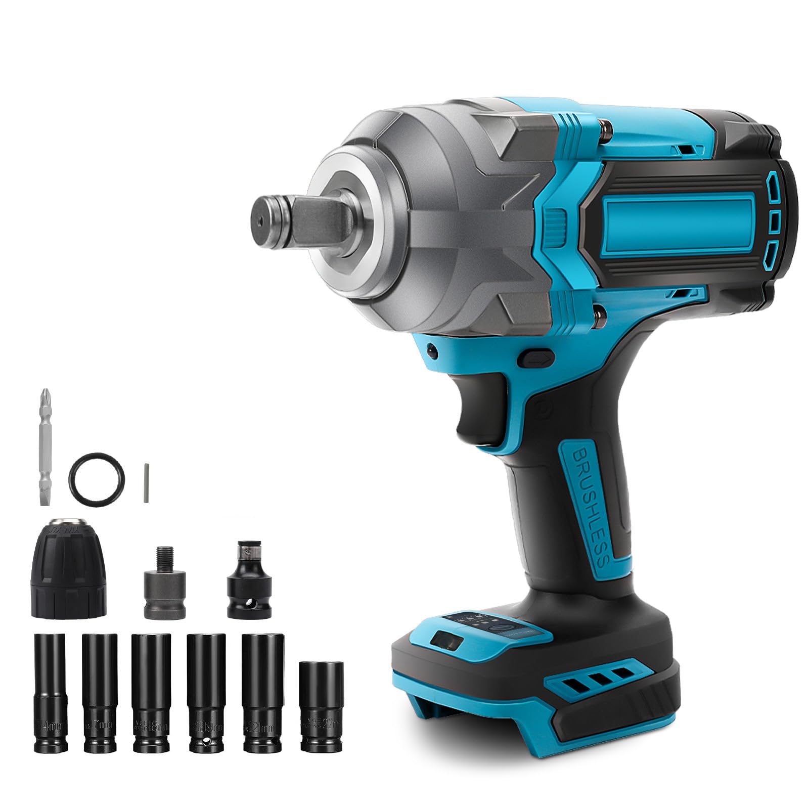 

Ceritica Electric Impact 1500 Nm Max Brushless Variable Automatic Stop Makita 18V for Tire Auto Home Nut Bolt LED Light Charger Sold Wrench, Powerful, червоний