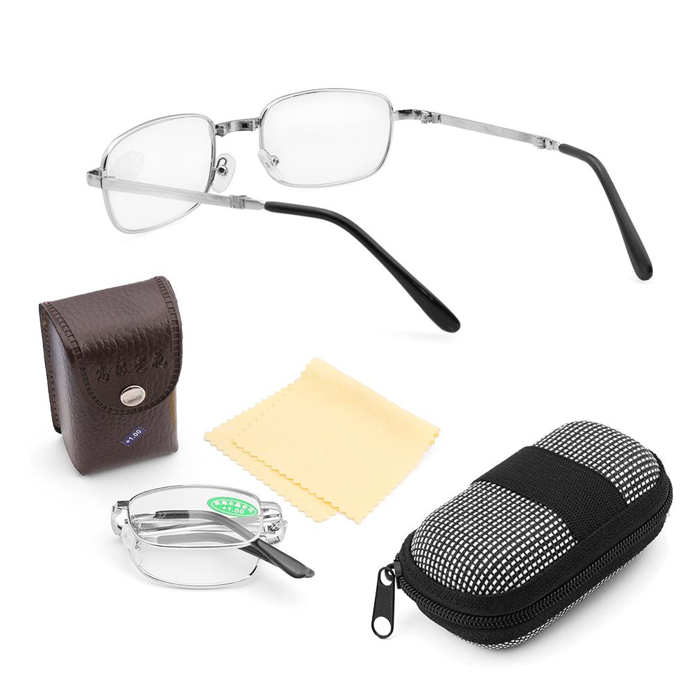 Fashion Ultra-Light Folding Reading Glasses With Glasses Box Unisex Metal Frame Glasses Magnifying Glasses Vision Care +1.0~+4.0