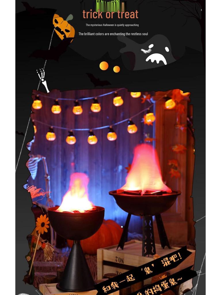 LED Halloween Flammen Feuerstelle Ornamente - Gruselige Hängedekorationen mit künstlichen Flammen für Spukhaus