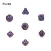7-teiliges violett-schwarzes Zahnrad-Metallwürfel-Set aus solidem polyedrischem Metall, geeignet für Rollenspiele, RPG-Brettspiele, Kartenspiele