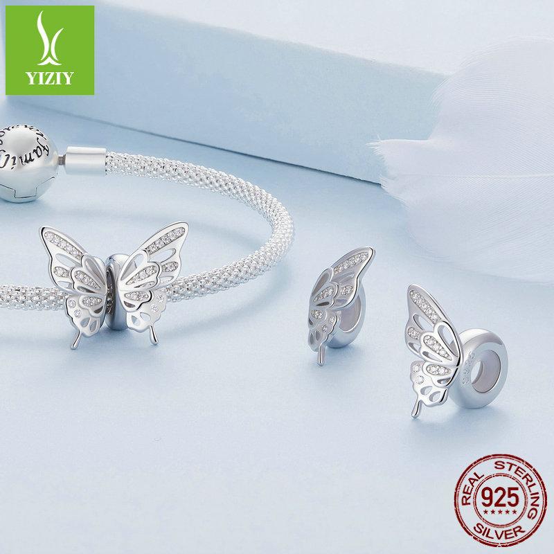 S925 Sterling Silver Butterfly Series Pendant Jewelry Accessories, Mori Girl Heart Diy Bead Partition