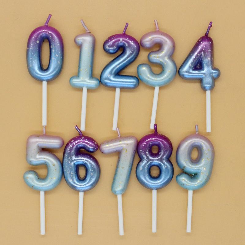 New Milky Way Starry Sky Gradient Numbers 0-9 Candles Creative Romantic Party Fantasy Gradient Candles