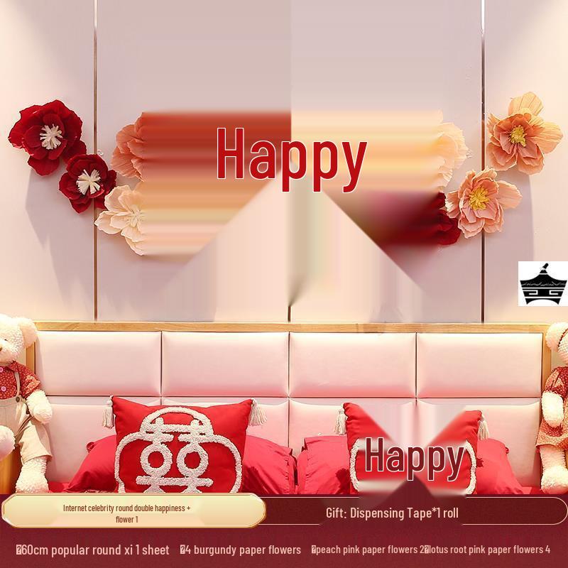 3D Crepe Paper Flower Wedding Decoration Set for Bedroom Wall