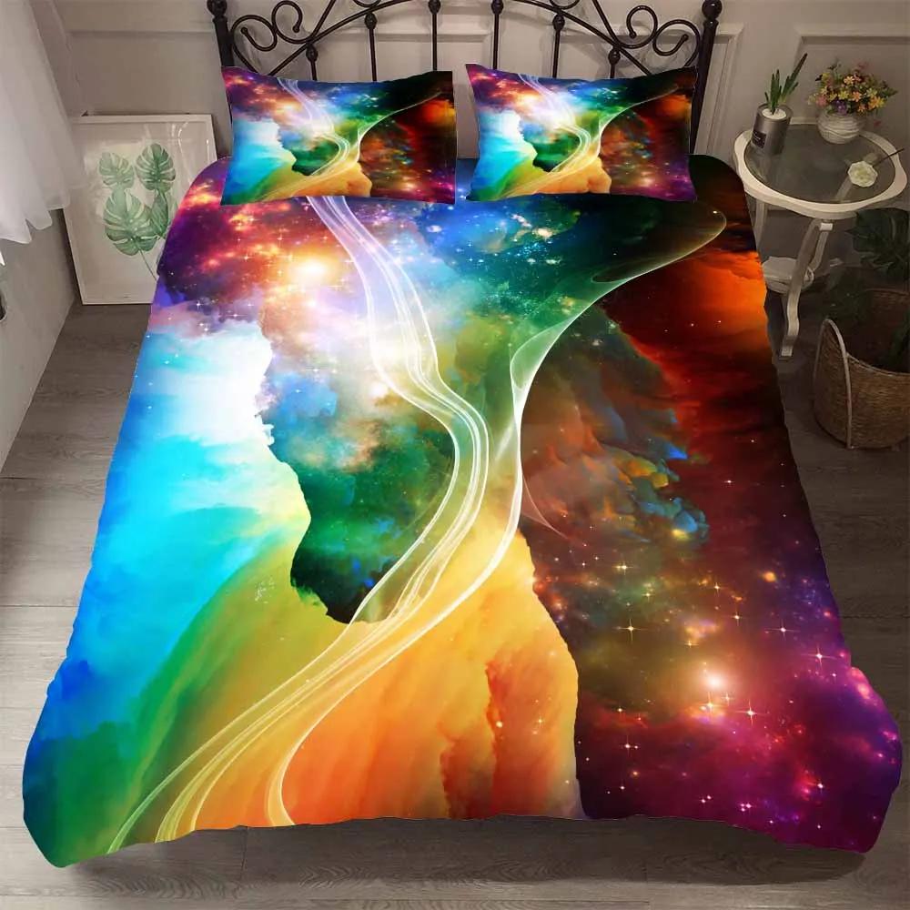 Print Starlight Galaxy Microvezel Dekbedovertrek Met Kussenslopen Sterrenhemel Dekbedovertrek Beddengoedset Dropship Duver Cove Sets EU single(135x200cm)