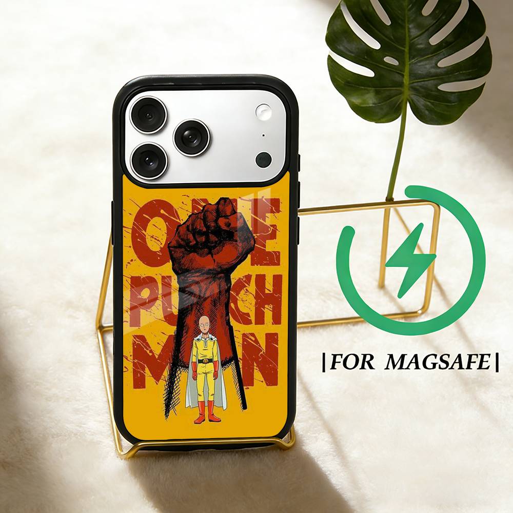 Anime O-One P-Punch Man Phone Case For iPhone 17,16,15,14,13,12,Plus,Pro,Max for Magsafe Magnetic Wireless Charging