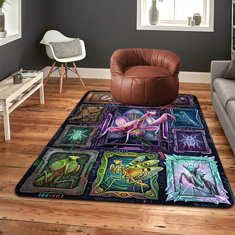 Mantis Evolution Pattern Rug Floor Mat for Living Room or Bedroom Soft and Comfortable Carpet a Gift for Birthday and Holiday.