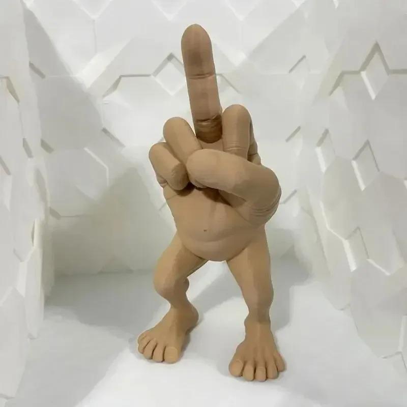 3d Printed Desktop Decorations Middle Finger with Legs Statue Car Home Office Desk Statue Decoration Ornament Funny Gag Gifts