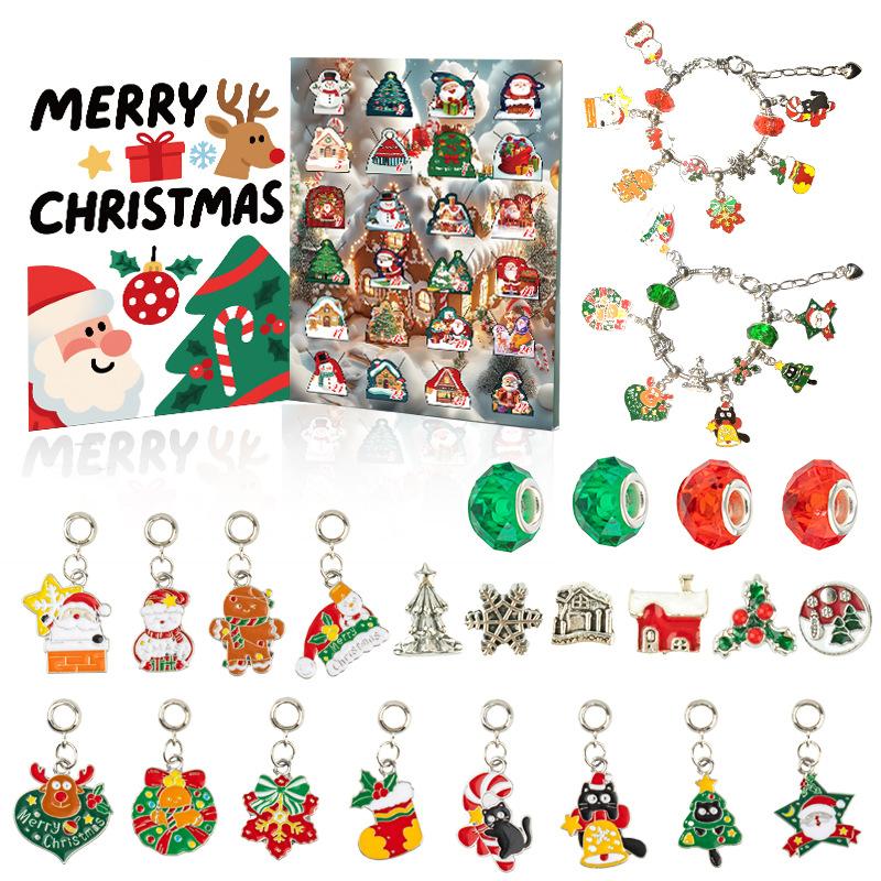 Collana dell'Avvento di Natale Scatola a Sorpresa Orecchini a Bottone Scatola Regalo Foro Gioielli Musicali Scatola a Sorpresa Regalo Calendario del Countdown 24