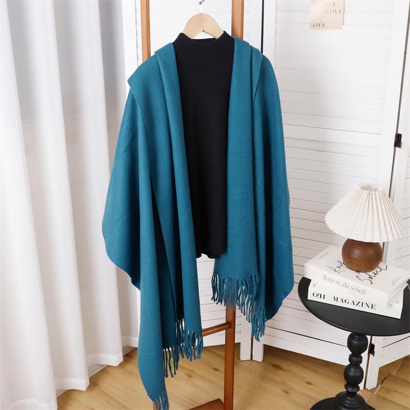 Winter Poncho Women Scarf Long Warm Cashmere Scarves Hijab Solid Lady Shawl Wrap Female Pashmina Bandana Head Scarfs NEW