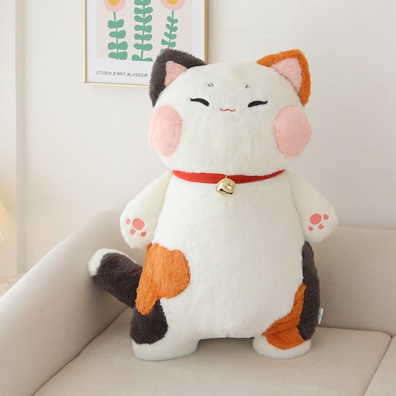 Japan Anime Cat Plushie Stuffed Siamese Kitten Animals Black Cats Throw Pillow School Nap Sleeping Pillowtoys Kids