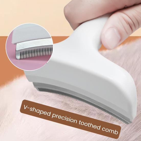 V-Tooth Deshedding Comb Pet Hair Removal Grooming Brush 1mm Teeth Shedding Comb with Ergonomic Handle for Dogs Cats