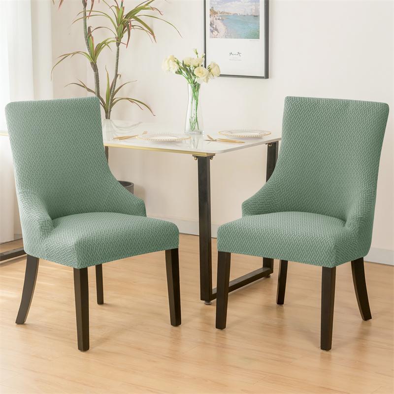 Jacquard Dining Chair Covers High Back Sloping Chair Cover Strech Accent Wedding Chairs Seat Slipcover For Home Party Banquet