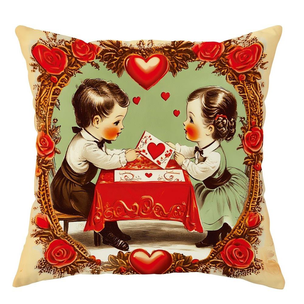 New Valentine's Day Pillow Case Retro Rose Couple Home Cushion Pillow Case Decoration
