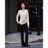 Women's Lightweight V-Neck T-Shirt with Irregular Hem