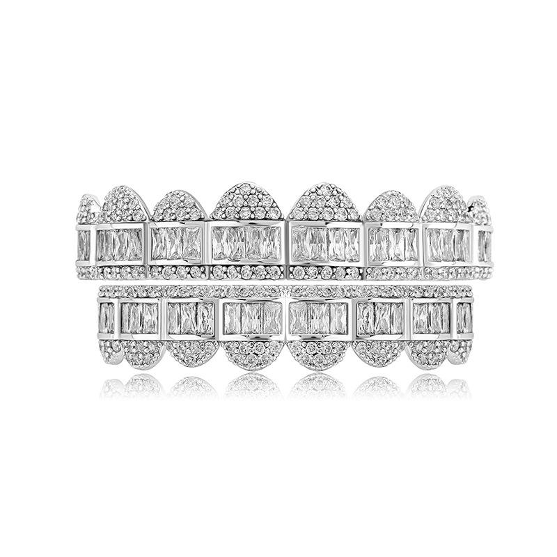 Trapezoidalne Diamentowe Grillz: Unisex Hip-hopowa Złota Dekoracja Grillz