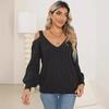 Women's Deep V Off Shoulder Loose Slouchy Knit Pullover Sweater, Fall Winter  Basic Top for Ladies