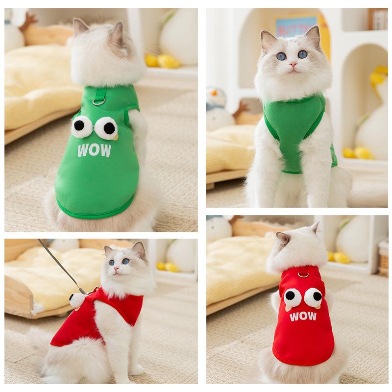 Cats Keep Warm In Autumn and Winter, Thin Plush Hairless Cats In Early Autumn, Cute Big Eyes, Cute Traction Puppy Dog Sweater, Pet Clothes