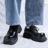Herren- und Damen-Nischen-Derbyschuhe, Plateau, trendige Pendler-Schuhe mit großem Kopf, Werkzeugschuhe, britisches Stil-Höhenleder, 9511-R