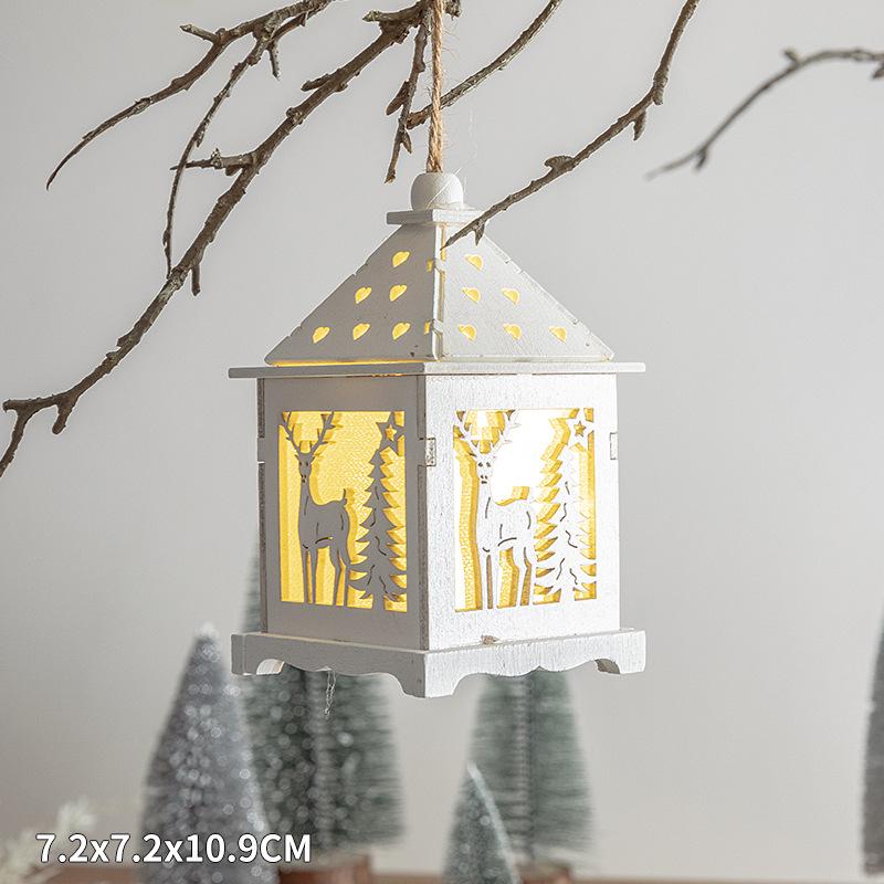Festive Luminous Wooden House Ornament for Christmas Tree and Fireplace Decor