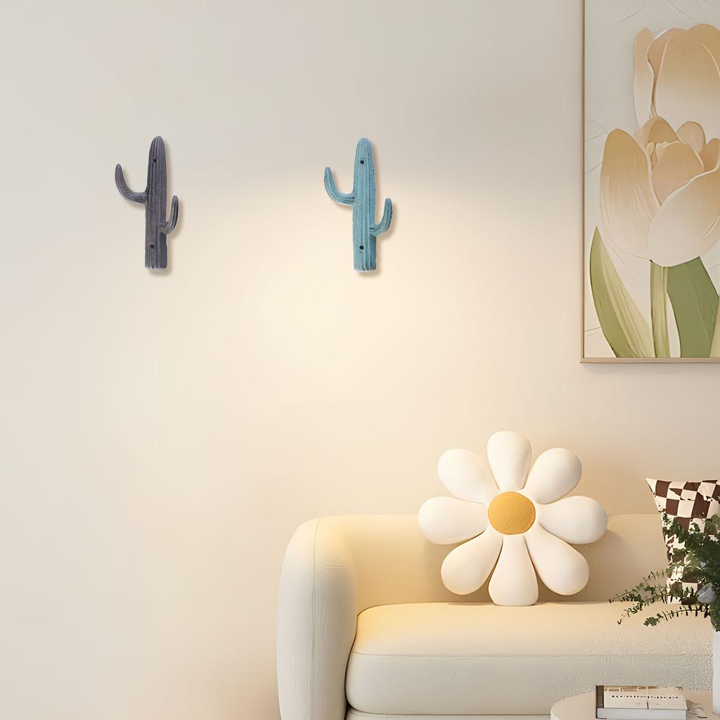 Wall Mounted Cactus Shaped Double Hook Sturdy Iron Coat Hanger for Entryway or Bathroom Easy Installation Towel Hook