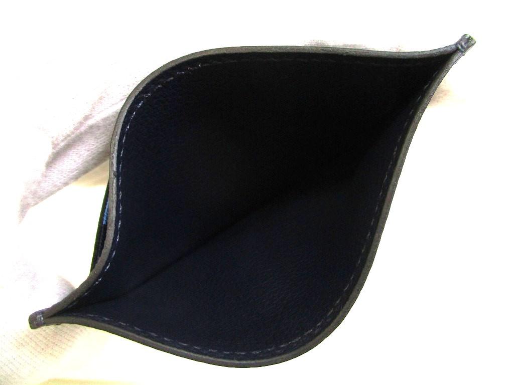 Authentic HERMES Blue indigo Evercolor Card Case Card Holder Citizen Twill Silk In #b247 Seller refurbished