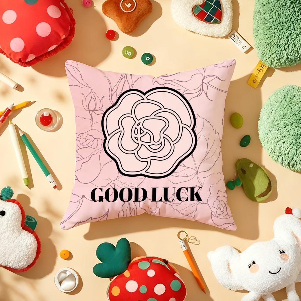 Camellia High-End Printing Cushion Cover Plush Fabric Soft Double-Sided Printed Sofa Warm Winter Home Gift Pillow Cover