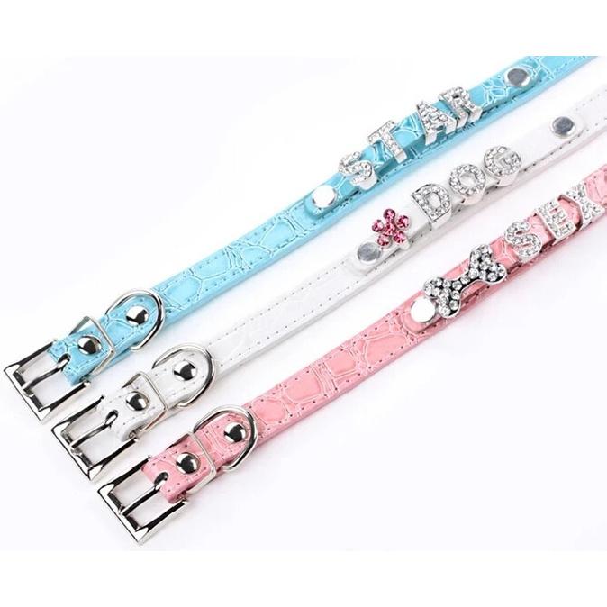 Crocodile Pet Collars Cat Dog Necklace with 10mm Belt Name Personalized Collar Fit for 10mm DIY Slide Letters Charms