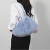 Yogodlns Women's Autumn and Winter Handbag Imitation Fur Fashion Hundred with Plush Bag Solid Color Large Capacity Zipper Shoulder Bag