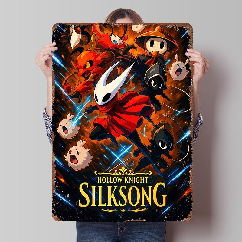 

Hollow Knight Silksong Game Poster Customized Wall Art Vintage Metal Signs Retro Tin Plaque for Man Cave Home Decor Living Room 7.9x11.8In(20x30cm)